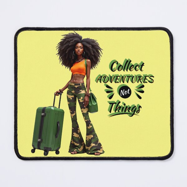 Item preview, Collect Adventures Not Things – Stylish Travel Enthusiast Afro Woman designed and sold by QPTheeArtist.