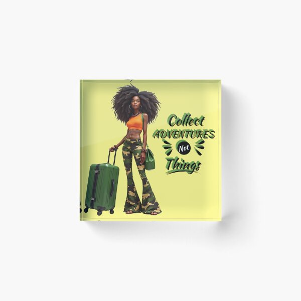 Item preview, Collect Adventures Not Things – Stylish Travel Enthusiast Afro Woman designed and sold by QPTheeArtist.