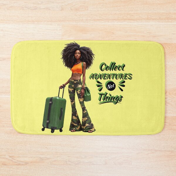 Item preview, Collect Adventures Not Things – Stylish Travel Enthusiast Afro Woman designed and sold by QPTheeArtist.
