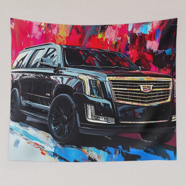 Artikelvorschau, „Stealth Black Cadillac Escalade – Digitaler Pop-Art-Druck“ VI entworfen und verkauft von AutoPopStudio.