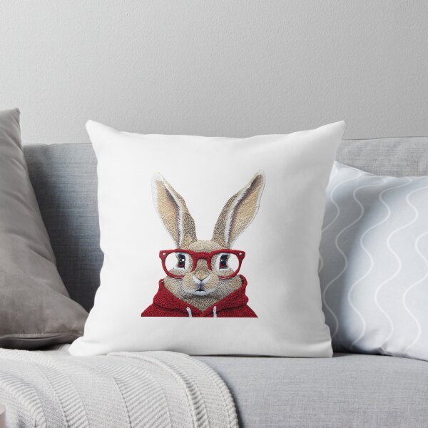 Item preview, Cool Hipster Bunny in Red Hoodie and Glasses designed and sold by KorArtStudio.