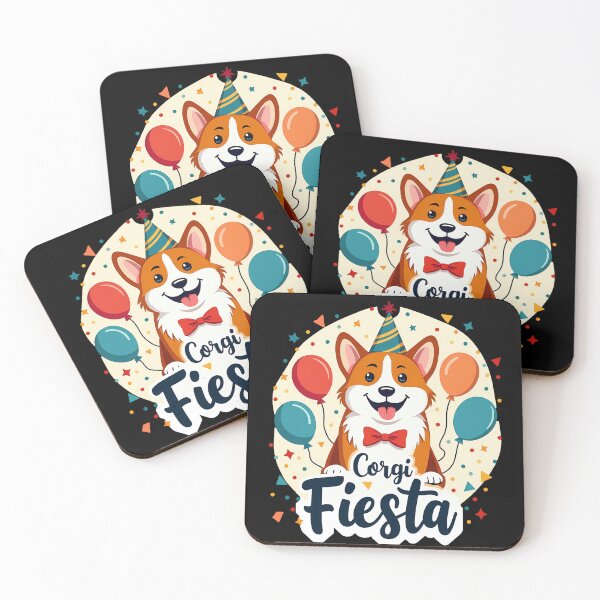 Item preview, Fiesta – Festive Cartoon Corgi with Balloons and Confetti designed and sold by zoughlal.