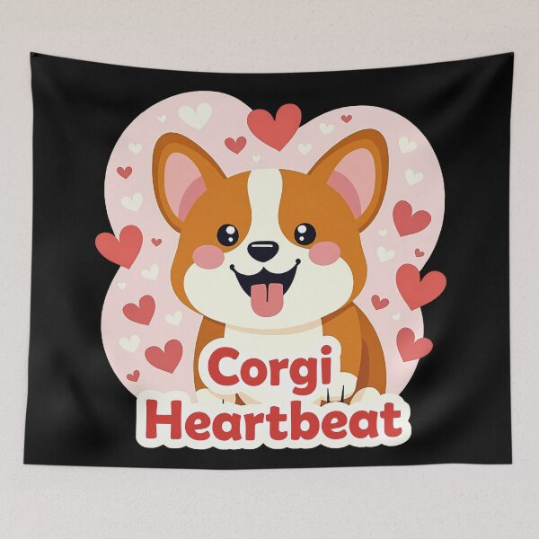 Item preview, Corgi Heartbeat – Cheerful Cartoon Dog with Hearts designed and sold by zoughlal.