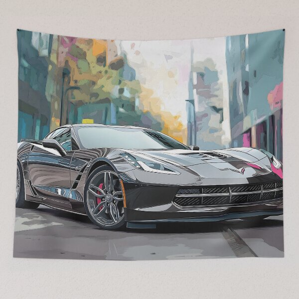 Item preview, Digital Pop Art – Gunmetal Grey Chevrolet Corvette Stingray C7 IX designed and sold by AutoPopStudio.