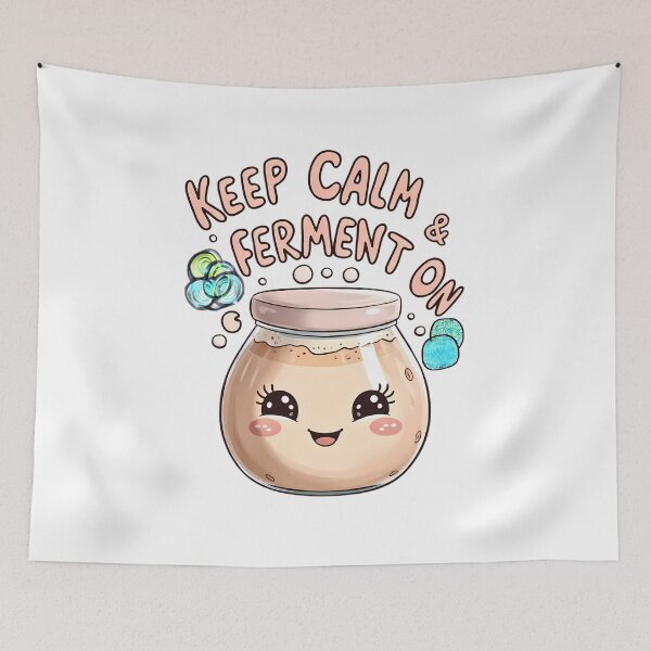 Item preview, Keep Calm & Ferment On – Cute Kawaii Sourdough Starter designed and sold by Dopamine Daydream.