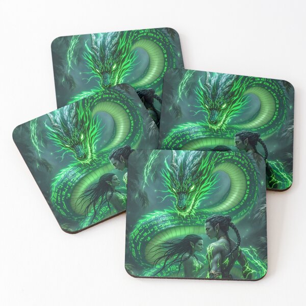 Item preview, Mystical Chinese Serpentine Dragon and Luminous Warriors designed and sold by ArteAnimal2020.