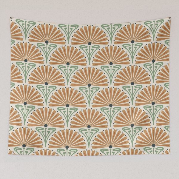 Item preview, KF 0363 E - Vintage Retro Daisy 70s Floral Pattern in Orange Green designed and sold by KhakiFinch.