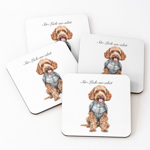 Item preview, Sir Lick-us-alot Funny Dog Knight Illustration  designed and sold by Happy Dog Doodles.