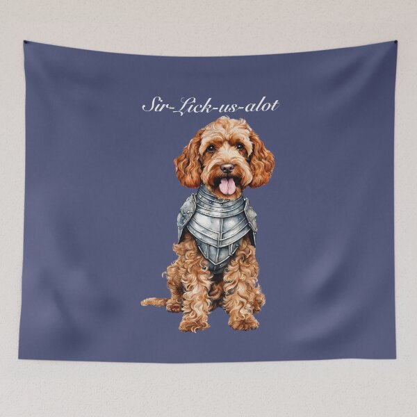 Item preview, Sir Lick-us-alot Funny Dog Knight Illustration  designed and sold by Happy Dog Doodles.