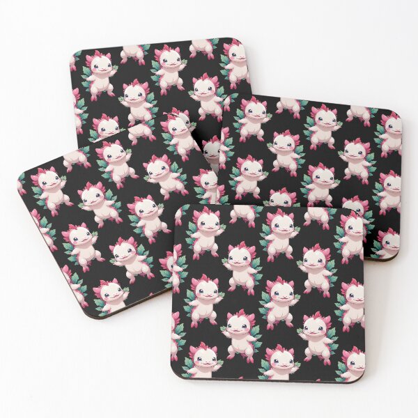 Artikelvorschau, Kawaii Axolotl Musterdesign - schwarz entworfen und verkauft von PatternTitan.