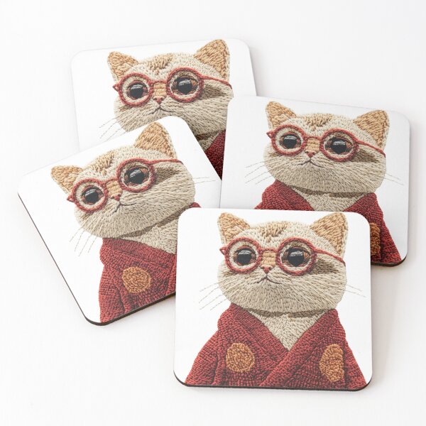 Item preview, Sophisticated Cat in Red Robe and Glasses designed and sold by KorArtStudio.