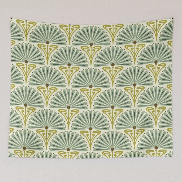 Item preview, KF 0363 C - Vintage Retro Daisy 70s Floral Pattern in Green Brown designed and sold by KhakiFinch.