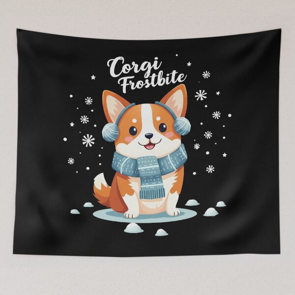 Item preview, Corgi Frostbite – Adorable Winter Cartoon Dog with Snowflakes designed and sold by zoughlal.