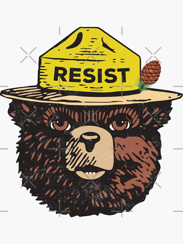 Thumbnail 3 of 3, Sticker, Alt National Park Service Resist Bear - Protect Our Parks designed and sold by MisterrAB.