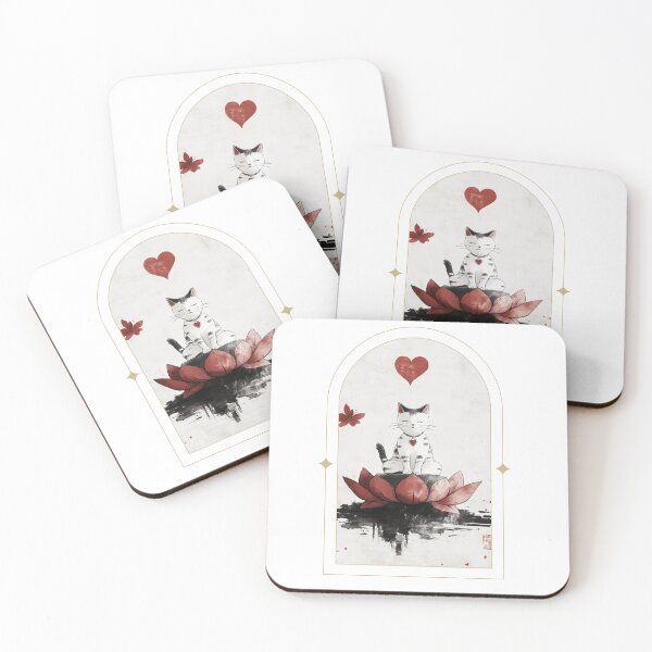 Item preview, Zen Meditation Cat on Lotus – Japanese Ink Art Print designed and sold by Cat loco.