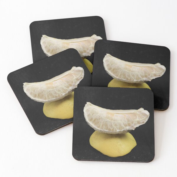 Item preview, Trozo de pomelo sobre cáscara de pomelo sobre fondo negro designed and sold by EirinDesign.