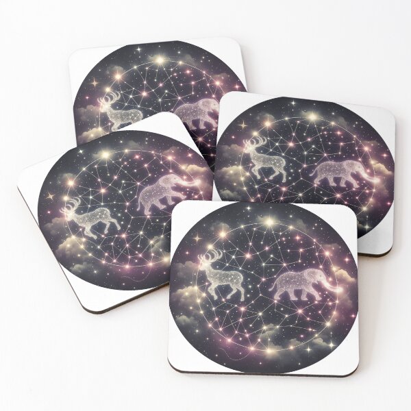 Item preview, Celestial Connections: Deer and Elephant Starry Constellation Art designed and sold by latelierdechris.