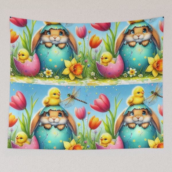 Item preview, Copy of Chessy Easter set Spotted eggs in a nest surrounded by aquarelle florals watercolour painting designed and sold by EmeraldeaArt.