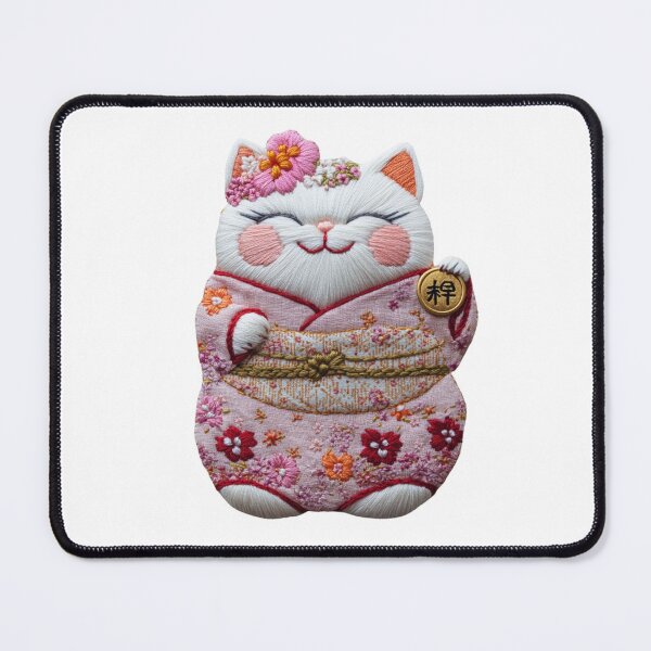 Item preview, Lucky Maneki Neko in Floral Kimono designed and sold by KorArtStudio.