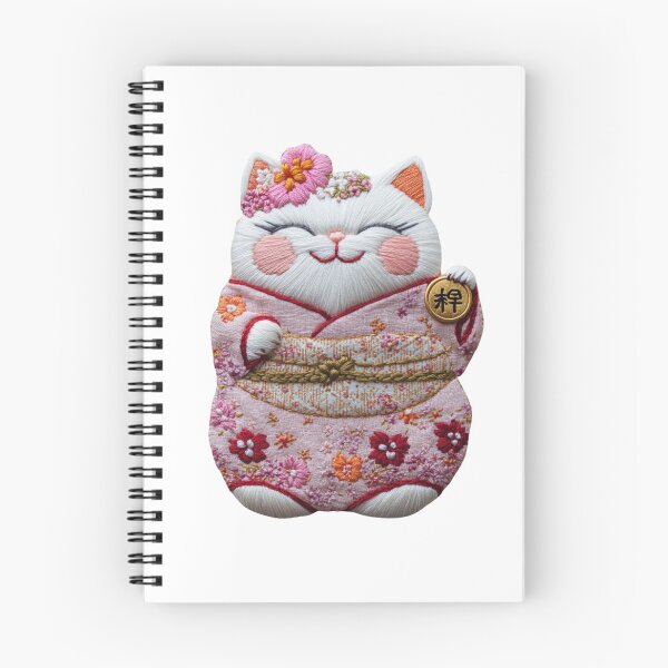 Item preview, Lucky Maneki Neko in Floral Kimono designed and sold by KorArtStudio.