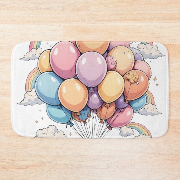 Item preview, Whimsical Balloon Fantasy: Rainbow and Cloud Art designed and sold by latelierdechris.