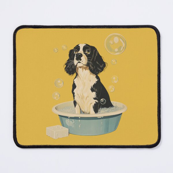 Aperçu de l'œuvre Bain moussant pour chien épagneul vintage créée et vendue par RoseoftheWild.
