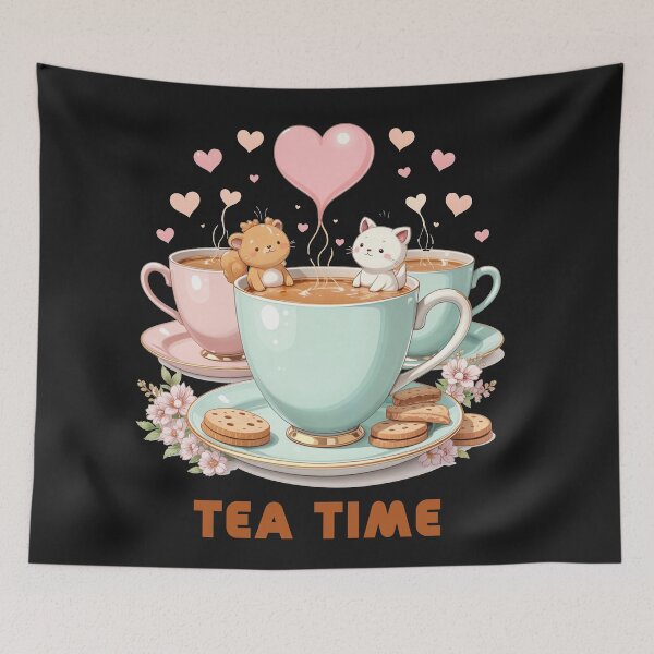 Item preview, Cozy Tea Time: Adorable Animal Kawaii Design designed and sold by latelierdechris.