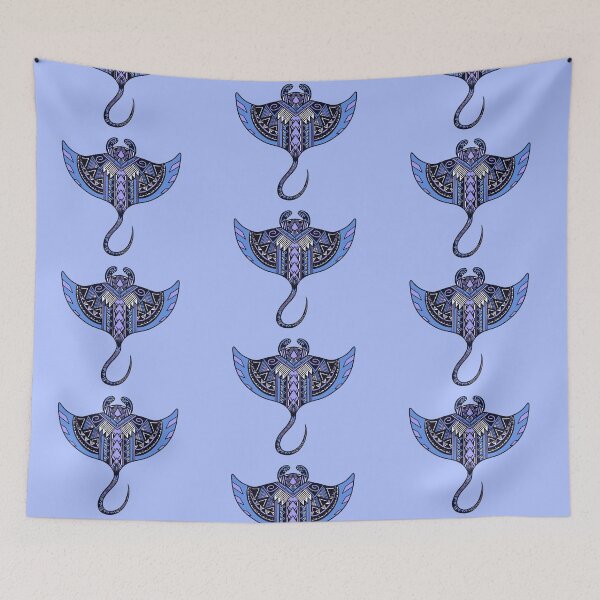 Item preview, Light Blue Tribal Manta Ray designed and sold by Steeb757.