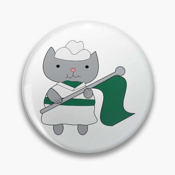Item preview, Color Guard Cat Green and White designed and sold by ValeriesGallery.
