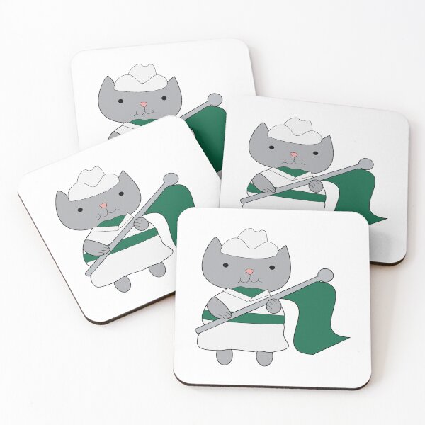 Item preview, Color Guard Cat Green and White designed and sold by ValeriesGallery.