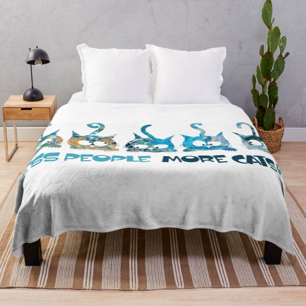 Item preview, Less People More Cats (blue) designed and sold by Tinti Wari Designs.
