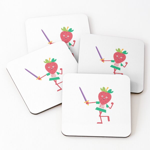 Artikelvorschau, Eine lächelnde Erdbeere hält ein kleines Schwert mit der Aufschrift „Berry Brave“ entworfen und verkauft von AlwaysHome.