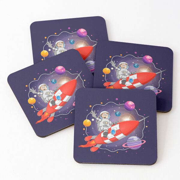 Item preview, Vibrant Cartoon Space Explorer Illustration – A Bold Astronaut on a Red Rocket designed and sold by Stef Ringoot, cartoons and illustrations.