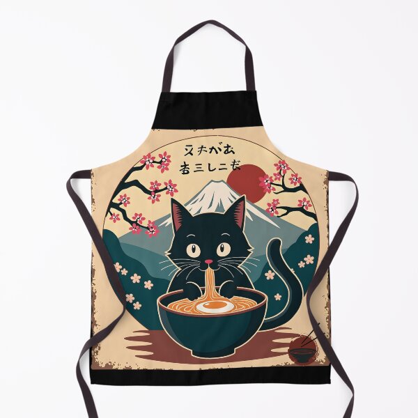 Item preview, Japanese Cat Eating Ramen Poster Style designed and sold by LoveTeeDesigns.