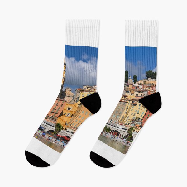 Item preview, Menton city and beach cityscape, french riviera summertime, France designed and sold by goceris.