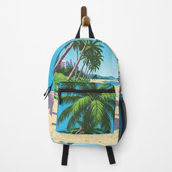 Item preview, A serene beach scene in a vibrant cartoon style, featuring palm trees casting long shadows on the sandy shore designed and sold by BARTISTA DESIGN.