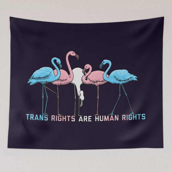 Item preview, Trans Rights are Human Rights Flamingoes designed and sold by Art by Veya.