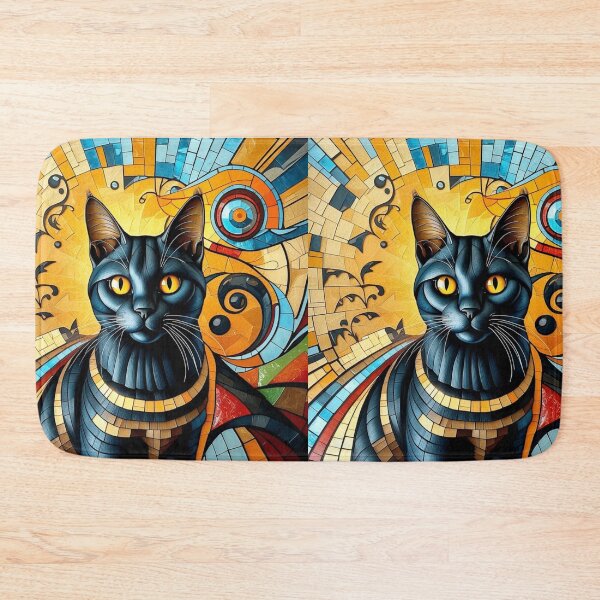 Item preview, Mosaic tyle, black Egyptian mystical cat with yellow eyes. designed and sold by Rum-Raisin.