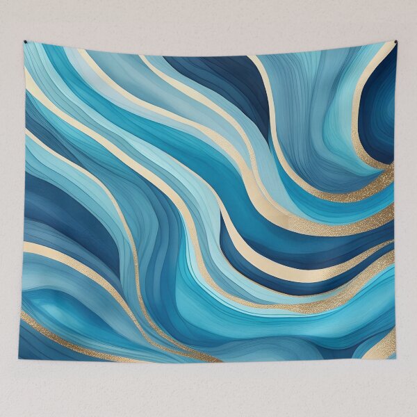 Item preview, Blue Watercolor Elegant Ocean  Abstract Swirl Pattern, patterns blue designed and sold by Collagedream.