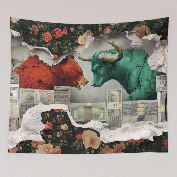 Item preview, Bull vs Bear Wall Street Money Wall Art designed and sold by annimo.