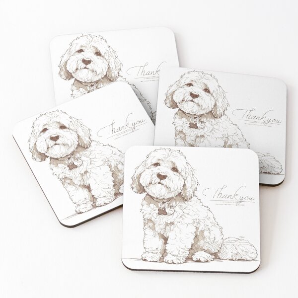 Item preview, Vintage Sketch of a Cockapoo Dog with Thank You Message designed and sold by MirraStore.