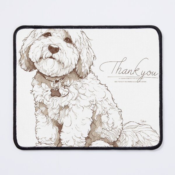 Item preview, Vintage Sketch of a Cockapoo Dog with Thank You Message designed and sold by MirraStore.