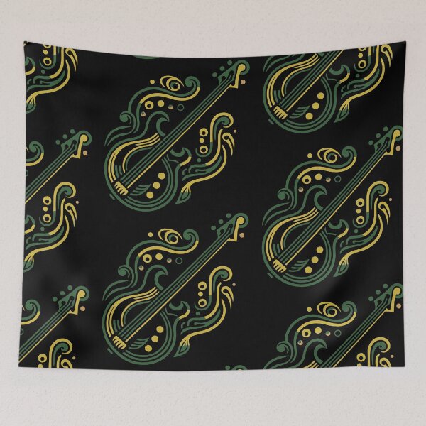 Item preview, Green and Yellow Art Deco Bass Guitar designed and sold by BRU Design.