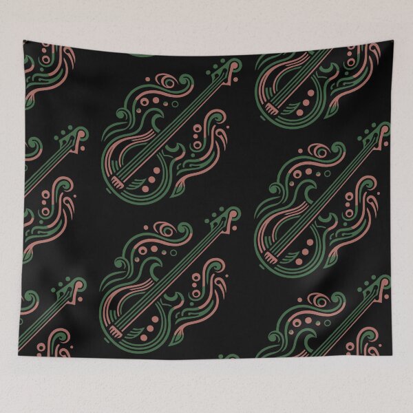 Item preview, Green and red Art Deco Bass Guitar designed and sold by BRU Design.