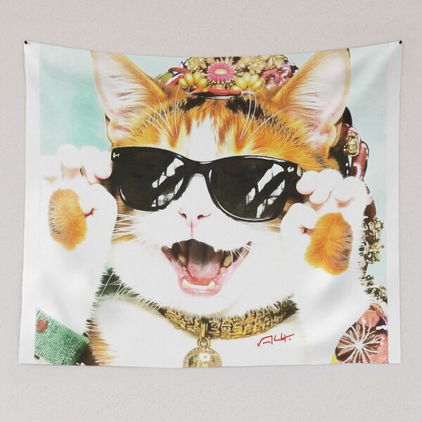 Item preview, Crazy cute funny cat  in japan style manga anime ink drawing designed and sold by VonKalt.