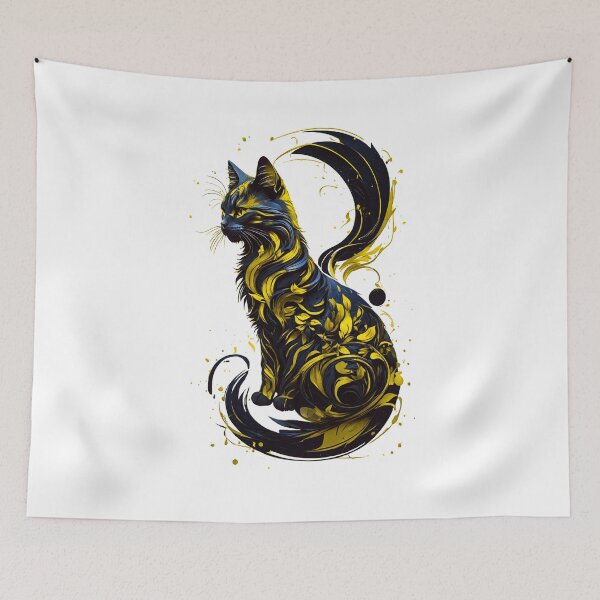 Item preview, Cat With Flowers Yellow designed and sold by StefAnimal.