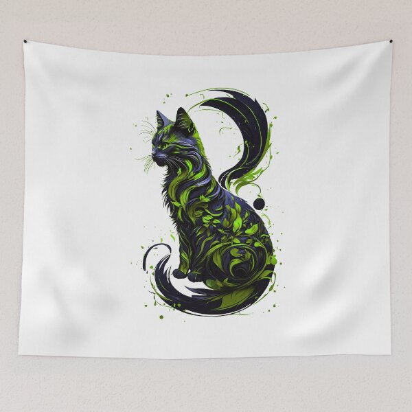 Item preview, Cat With Flowers Green designed and sold by StefAnimal.