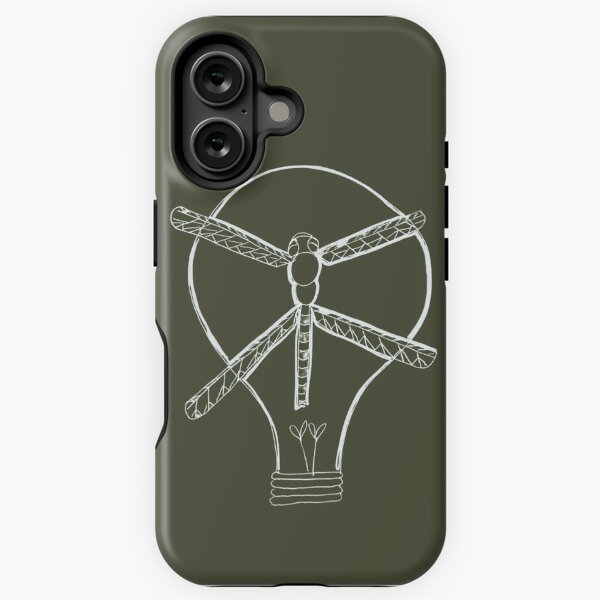 Item preview, Dragonfly Lightbulb Forest Green, Pen Sketch on Paper, Duo Toned to White designed and sold by Uplifting Vib'n Design and Decor .