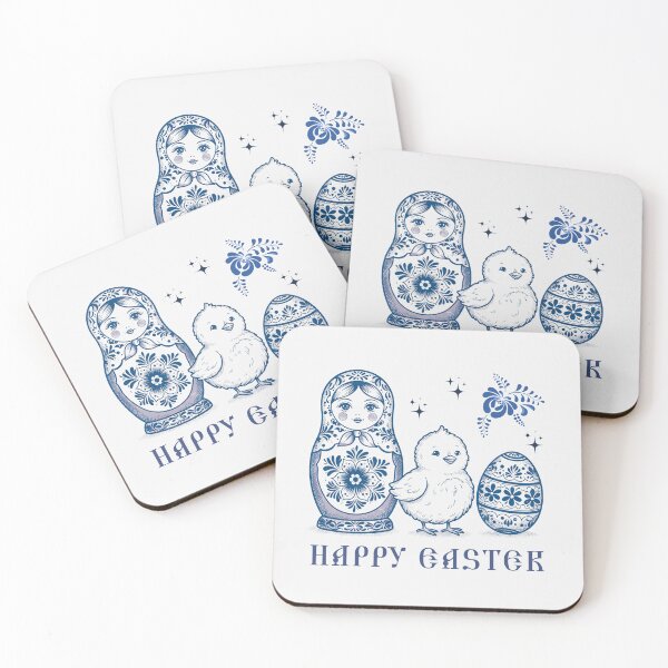 Item preview, Russian Nesting Doll Matryoshka Happy Easter - Gzhel Minimalist Art designed and sold by BeaverFriends.