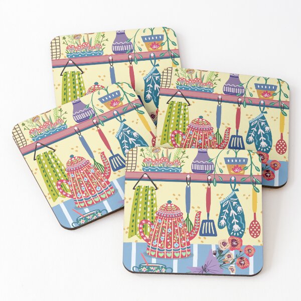 Item preview, Cottagecore Shiefie with Teapot, Trendy Colorful Folk Art with Plants and Flowers, Mushrooms designed and sold by Natasha May Design.